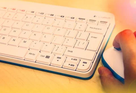 White keyboard. Internet browser. Stock Photos