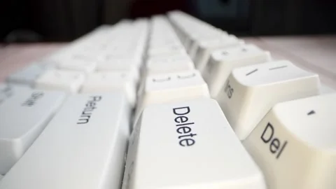 White keyboard keys. Camera movement from left to right. Macro photography. Stock Footage 146107080