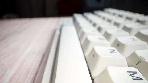 White keyboard keys. Camera movement from left to right. Macro photography. Stock Footage 146107296