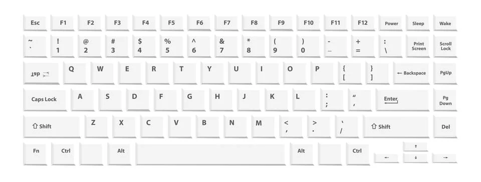 White keyboard for laptop or computer on white background Stock Illustration