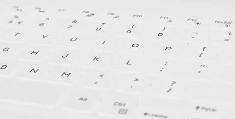 White keyboard layout with pop up white light and gray button name. Stock Illustration