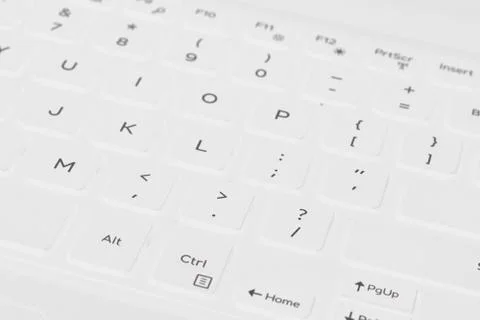 White keyboard layout with pop up white light and gray button name. Stock Illustration