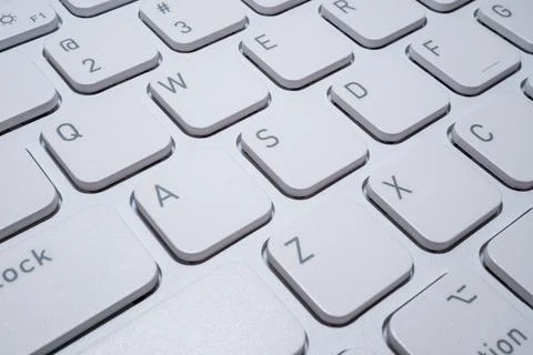 White Keyboard Macro Close-Up Computer Technology Background Foto stock