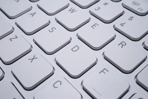 White Keyboard Macro Close-Up Computer Technology Background Foto stock