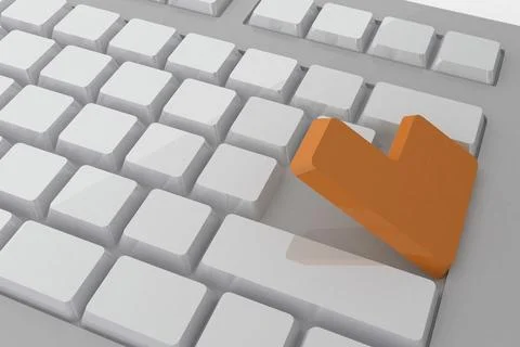 White keyboard with orange key Illustrazione stock