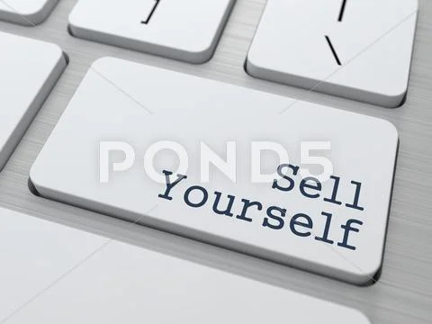 White Keyboard with Sell Yourself Button. Stock Illustration