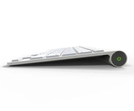 White keyboard - side view, on white background, ideal for digital and print イラスト素材