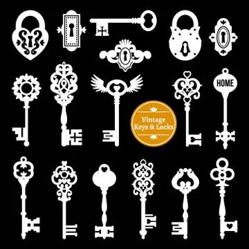 White Keys And Locks Set Stock Illustration