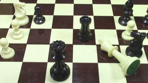 White king chess piece defeated in mate position Stock-Footage 51966018