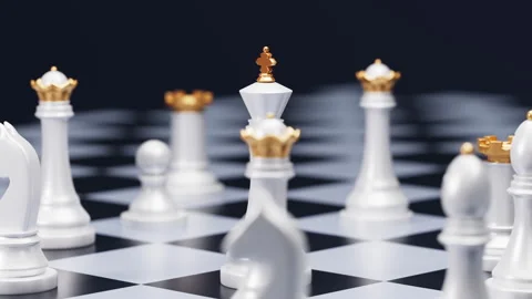 White king piece is in the center, surrounded by other pieces. Business lea.. Stock Footage 339314389