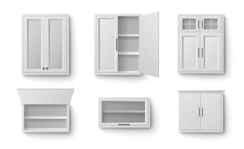 White kitchen cabinet collection Stock Illustration