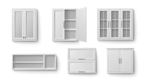 White kitchen cabinet collection Stock Illustration