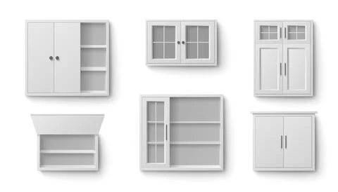White kitchen cabinet collection Stock Illustration