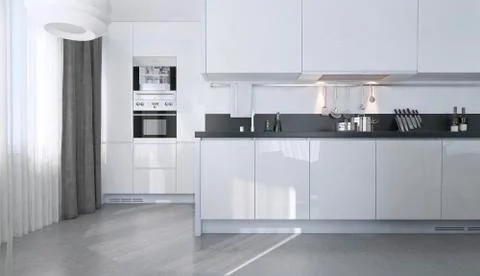 White kitchen contemporary style Stock Illustration