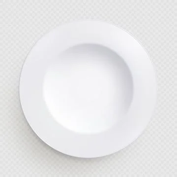 White kitchen dish round isolated on transparent background. Tableware design Stock Illustration