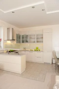 White kitchen interior. Bright Kitchen Set Stock Photos