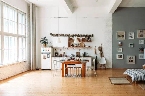 White kitchen interior Stock Photos