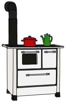 The white kitchen stove Stock Illustration