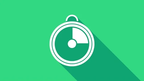 White Kitchen timer icon isolated on green background. Cooking utensil. 4K Video Stock Footage 146948465