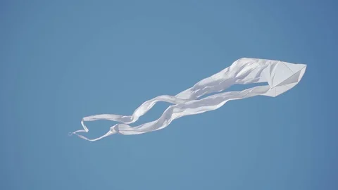 White kite flying in slow motion Stock Footage 97769392