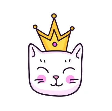 White kitten with crown. Stock Illustration