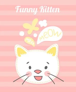 White kitten vector cards. Stock Illustration