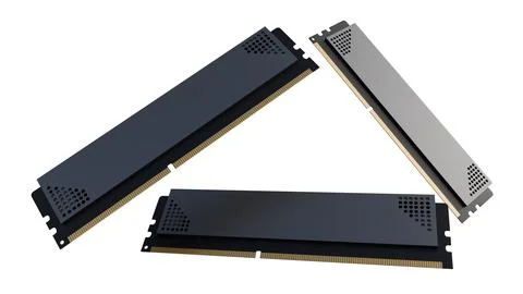 White-label DDR5 RAM featuring aluminum heat spreaders. Stock Illustration