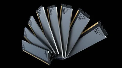 White-label DDR5 RAM featuring aluminum heat spreaders. Illustrazione stock