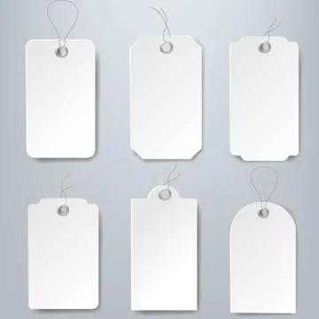 White Labels Set Isolated Grey Background Stock Illustration