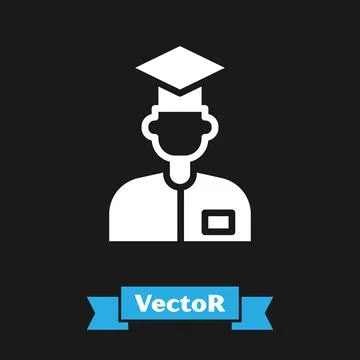 White Laboratory assistant icon isolated on black background. Vector Illustrazione stock
