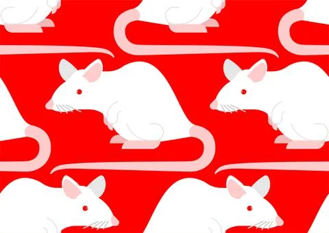 White laboratory mouse pattern seamless. Laboratory rat background Stock Illustration