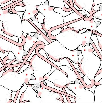 White laboratory mouse pattern seamless. Laboratory rat background Stock Illustration