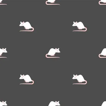 White laboratory mouse pattern seamless. Laboratory rat background Stock Illustration