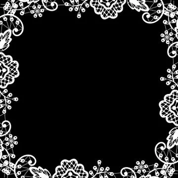 White lace on black background Illustrazione stock