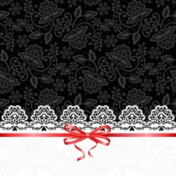 White lace on black background Stock Illustration