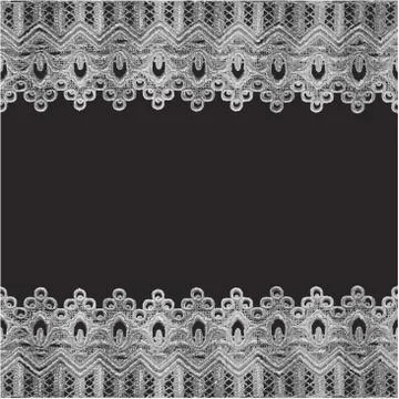 White lace on black background Stock Illustration