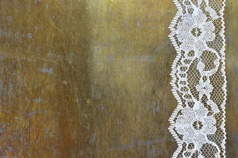 White lace on rusty background with copy space Foto stock