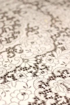 White Lace Table Cloth Background Stock Photos
