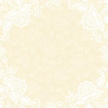 White lace on yellow background Stock Illustration