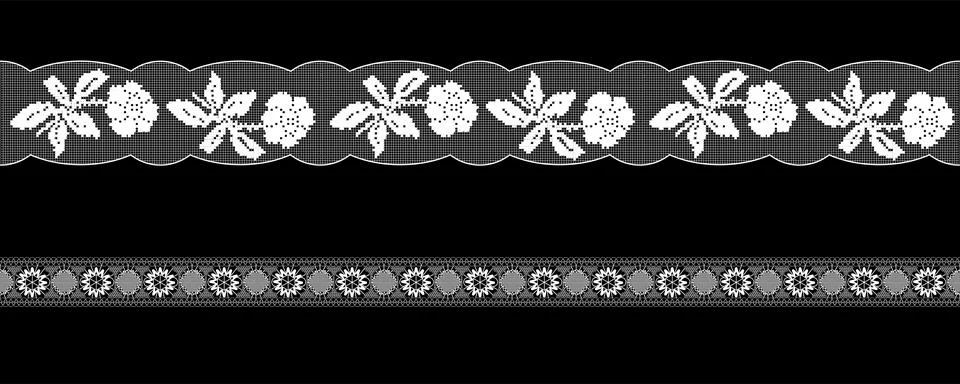 White laces on black background. Vector ornament, vintage design element Stock Illustration