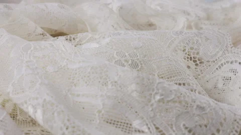 White laces of different textures on a rotating showcase. Video stock 297425671