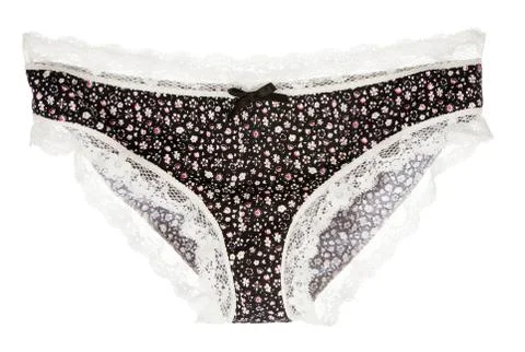 White lacework tiny flowers black panties Stock Photos