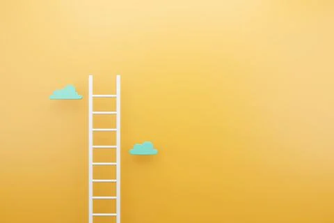 White ladder with yellow background, Copy Space for text advertising concept, Stock Illustration