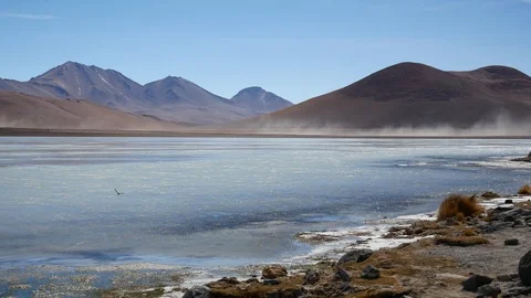 White lagoon in Bolivia Stock Footage 100793633