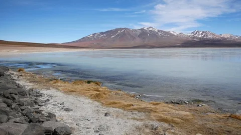 White lagoon in Bolivia Stock Footage 100801565