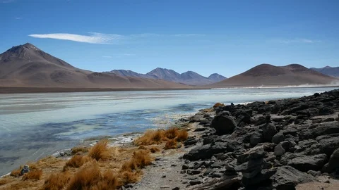 White lagoon in Bolivia Stock Footage 100801791