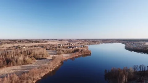 White Lake Spring Landscape 스톡 동영상 105851404