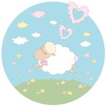 White lamb in dreams Stock Illustration