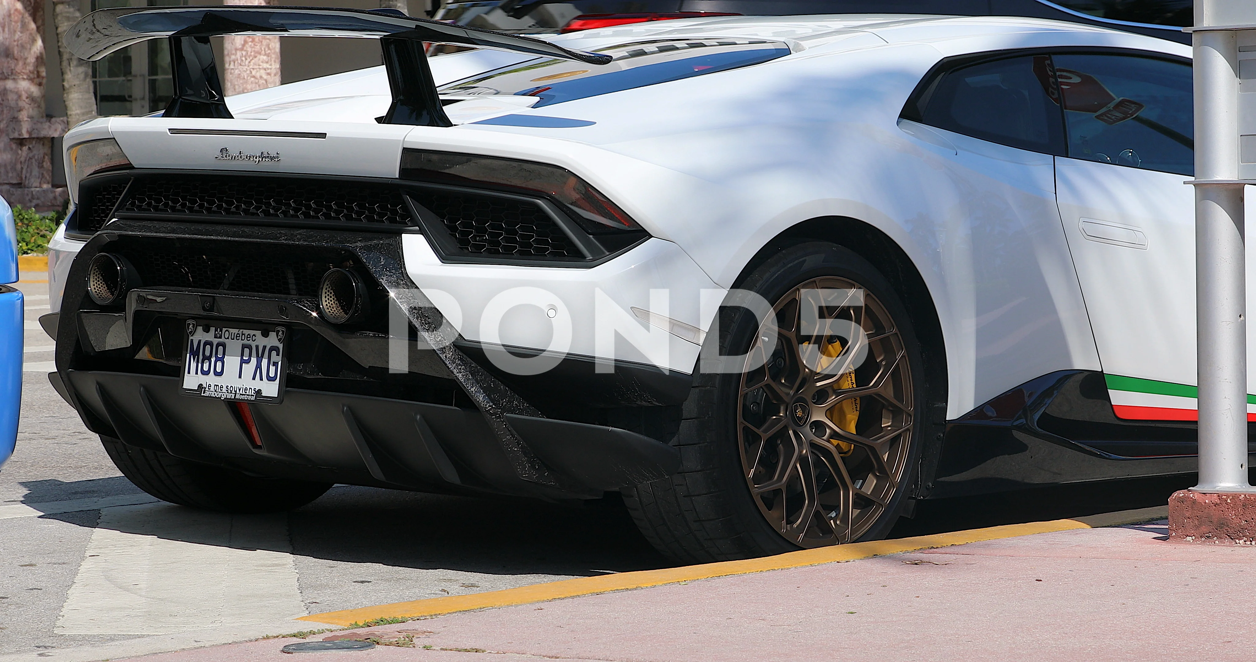 White Lamborghini Huracan Performante Rear View