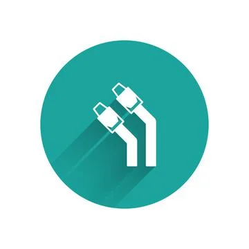 White LAN cable network internet icon isolated with long shadow background 库存插图